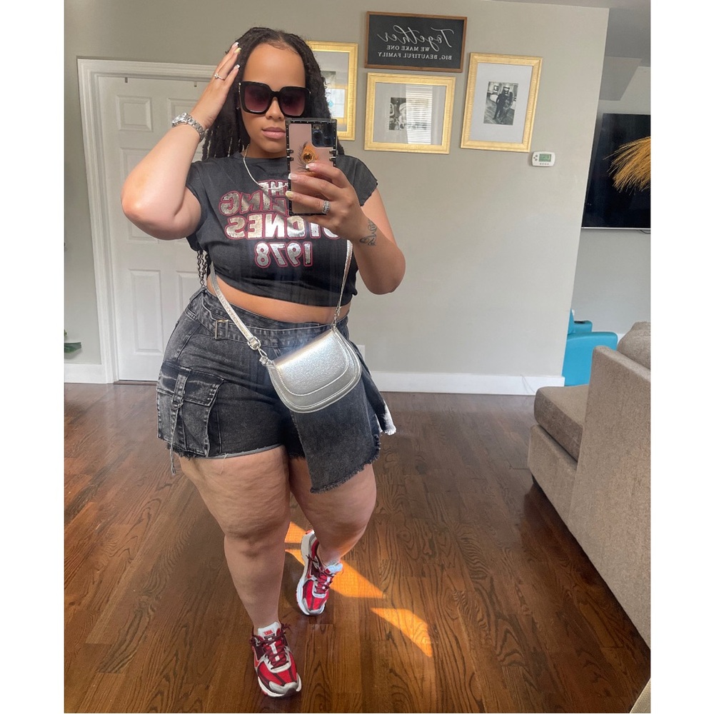 Plus Size Denim Skort